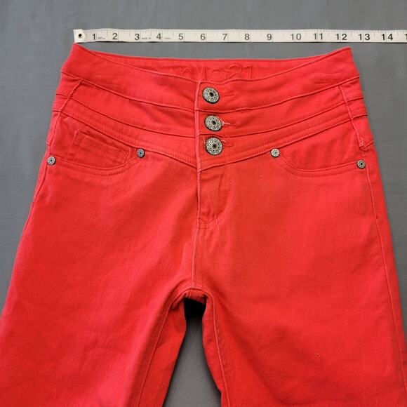 rue21 Red Jeggings Stretch Freedom Flex High Waisted Pants Womens Size 3 Juniors - Picture 6 of 11